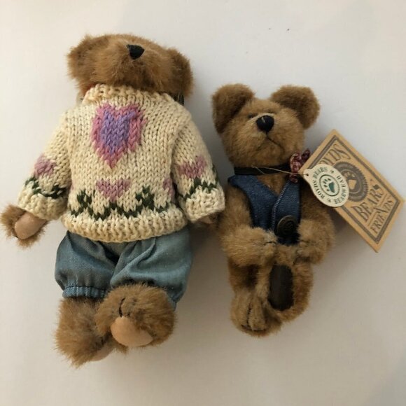2x Boyds Bears Sweater Bear &Raeburn Bear Bearware Jean Vest & Bow Tie 7” #4658 - Picture 2 of 4
